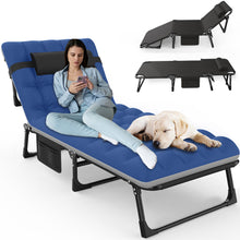 Load image into Gallery viewer, GVDV Portable Folding Camping Cot with Mattress, 29" Wide Multi-Position Folding Chaise Lounge Chair, Oversized Folding Bed Sleep Cot for Outdoor, Home, Office