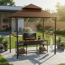 Load image into Gallery viewer, GVDV 8'x 5' Grill Gazebo Canopy, Outdoor BBQ Gazebo Shelter with 2 Side Shelves & Double-Tiered Top