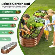 Load image into Gallery viewer, GVDV Raised Garden Bed Outdoor, 8x2x1ft Backyard Large Metal Raised Bed with Garden Trelli & Plant Markers, Planter Raised Garden Boxes for Vegetables, Flower, Herbs - Brown