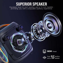 Load image into Gallery viewer, Seenda Karaoke Machine with Bluetooth & 2 Wireless Microphones, IPX5 Waterproof Portable PA System with RGB Lights for Indoor/Outdoor Parties