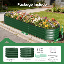 Load image into Gallery viewer, GVDV Raised Garden Bed Outdoor, 8x2x1ft Backyard Large Metal Raised Bed with Garden Trelli & Plant Markers, Planter Raised Garden Bed for Vegetables, Flower, Herbs - Green