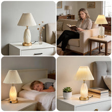 Load image into Gallery viewer, HadinEEon 17.5" Table Lamp with USB A&C Ports and Night Light, Touch Control 3 Way Dimmable Beside Lamp, for Bedroom Living Room Office, Beige