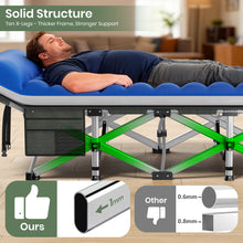 Load image into Gallery viewer, GVDV Folding Camping Cot for Adults with 2 Sided Mattress - 75" x 28" Cot, 1200D Oxford Portable Cot Bed with Carry Bag for Camp Travel Guest, Blue