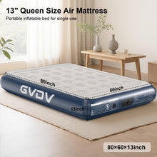 Load image into Gallery viewer, GVDV 13" Queen Air Mattress with Built-in Pump, Raised Inflatable Bed for Home & Guests, Quiet Surface Blow-up Mattress, Portable Air Bed, Colchón Inflable, Supports up to 660 lbs