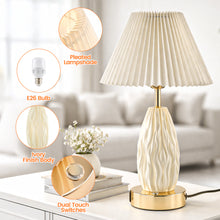 Load image into Gallery viewer, HadinEEon 17.5" Table Lamp with USB A&C Ports and Night Light, Touch Control 3 Way Dimmable Beside Lamp, for Bedroom Living Room Office, Beige
