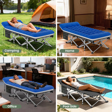 Load image into Gallery viewer, GVDV Folding Camping Cot for Adults with 2 Sided Mattress - 75" x 28" Cot, 1200D Oxford Portable Cot Bed with Carry Bag for Camp Travel Guest, Blue