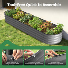 Load image into Gallery viewer, GVDV Raised Garden Bed Outdoor, 8x2x1ft Backyard Large Metal Raised Bed with Garden Trelli & Plant Markers, Planter Raised Garden Bed for Vegetables, Flower, Herbs - Dark Gray