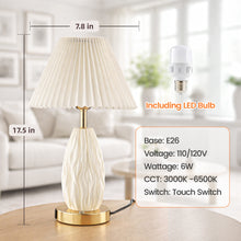 Load image into Gallery viewer, HadinEEon 17.5" Table Lamp with USB A&C Ports and Night Light, Touch Control 3 Way Dimmable Beside Lamp, for Bedroom Living Room Office, Beige