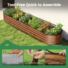 Load image into Gallery viewer, GVDV Raised Garden Bed Outdoor, 8x2x1ft Backyard Large Metal Raised Bed with Garden Trelli & Plant Markers, Planter Raised Garden Boxes for Vegetables, Flower, Herbs - Brown