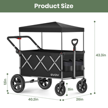 Load image into Gallery viewer, GVDV Wagon Stroller for Kids, 3-in-1 Collapsible Double Stroller Wagon for Toddlers with Removable Canopy, 5-Point Harness, Pull & Push Handle and All-Terrain Beach Wheels, Black