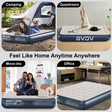 Load image into Gallery viewer, GVDV 13" Queen Air Mattress with Built-in Pump, Raised Inflatable Bed for Home & Guests, Quiet Surface Blow-up Mattress, Portable Air Bed, Colchón Inflable, Supports up to 660 lbs