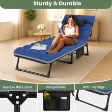 Load image into Gallery viewer, GVDV Portable Folding Camping Cot with Mattress, 29" Wide Multi-Position Folding Chaise Lounge Chair, Oversized Folding Bed Sleep Cot for Outdoor, Home, Office