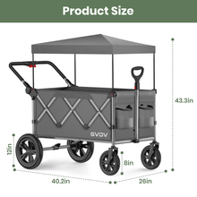Load image into Gallery viewer, GVDV Wagon Stroller for Kids, 3-in-1 Collapsible Double Stroller Wagon for Toddlers with Removable Canopy, 5-Point Harness, Pull & Push Handle and All-Terrain Beach Wheels, Gray