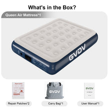 Load image into Gallery viewer, GVDV 16" Queen Air Mattress with Built-in Pump, Raised Inflatable Bed for Home & Guests, Quiet Surface Blow-up Mattress, Portable Air Bed, Colchón Inflable, Supports up to 660 lbs
