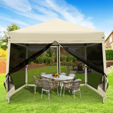 Load image into Gallery viewer, GVDV 10ft x 10ft Pop-Up Canopy, Outdoor Canopy tent with Adjustable Height, Mosquito Netting, Zipper Doors, and Carry Bag