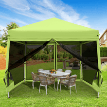 Load image into Gallery viewer, GVDV 10x10ft Easy Pop-Up Canopy, Outdoor Screen Tent with Mosquito Netting, 2 Zipper Doors, and Carry Bag for Yard Camping Picnic Party Events, Green