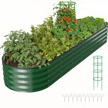 Load image into Gallery viewer, GVDV Raised Garden Bed Outdoor, 8x2x1ft Backyard Large Metal Raised Bed with Garden Trelli &amp; Plant Markers, Planter Raised Garden Bed for Vegetables, Flower, Herbs - Green
