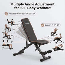 Load image into Gallery viewer, GVDV Adjustable Weight Bench for Full Body Workout, Foldable Bench for Home Gym Strength Training
