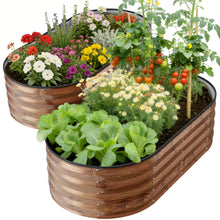 Load image into Gallery viewer, GVDV 2 Pack Raised Garden Bed Outdoor, 4x2x1ft Backyard Oval Metal Planter Box with Easy Assembly, for Gardening Vegetables, Fruits, Flowers - Brown
