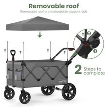 Load image into Gallery viewer, GVDV Wagon Stroller for Kids, 3-in-1 Collapsible Double Stroller Wagon for Toddlers with Removable Canopy, 5-Point Harness, Pull &amp; Push Handle and All-Terrain Beach Wheels, Gray
