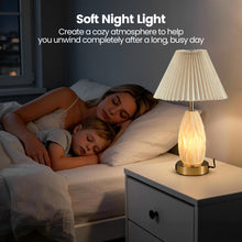 Load image into Gallery viewer, HadinEEon 17.5" Table Lamp with USB A&amp;C Ports and Night Light, Touch Control 3 Way Dimmable Beside Lamp, for Bedroom Living Room Office, Beige
