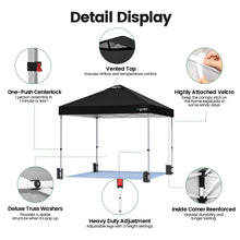 Load image into Gallery viewer, GVDV 10 x 10 ft Pop-up Canopy Tent Straight Legs Instant Canopy with Wheeled Bag, 4 Stakes, 4 Ropes, 4 sandbags, Black
