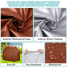 Load image into Gallery viewer, GVDV Grill Cover, 58 inch BBQ Gas Grill Cover for Outdoor Grill, Adjustable Barbecue Cover Waterproof, Rip-Proof, Anti-UV, Fade Resistant(Brown)
