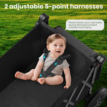 Load image into Gallery viewer, GVDV Wagon Stroller for Kids, 3-in-1 Collapsible Double Stroller Wagon for Toddlers with Removable Canopy, 5-Point Harness, Pull &amp; Push Handle and All-Terrain Beach Wheels, Black
