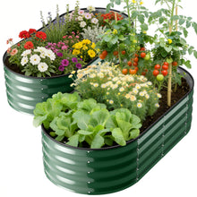 Load image into Gallery viewer, GVDV 2 Pack Raised Garden Bed Outdoor, 4x2x1ft Backyard Oval Metal Planter Box with Easy Assembly, for Gardening Vegetables, Fruits, Flowers - Green
