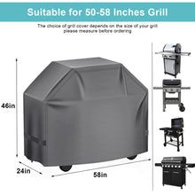 Load image into Gallery viewer, GVDV Grill Cover, 58 inch BBQ Gas Grill Cover for Outdoor Grill, Adjustable Barbecue Cover Waterproof, Rip-Proof, Anti-UV, Fade Resistant(Gray)
