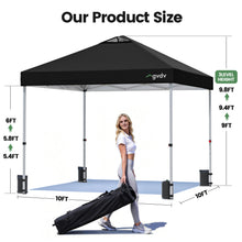 Load image into Gallery viewer, GVDV 10 x 10 ft Pop-up Canopy Tent Straight Legs Instant Canopy with Wheeled Bag, 4 Stakes, 4 Ropes, 4 sandbags, Black
