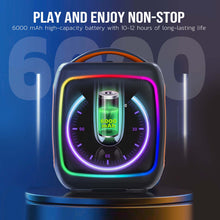 Load image into Gallery viewer, Seenda Karaoke Machine with Bluetooth &amp; 2 Wireless Microphones, IPX5 Waterproof Portable PA System with RGB Lights for Indoor/Outdoor Parties
