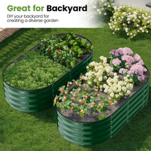 Load image into Gallery viewer, GVDV 2 Pack Raised Garden Bed Outdoor, 4x2x1ft Backyard Oval Metal Planter Box with Easy Assembly, for Gardening Vegetables, Fruits, Flowers - Green
