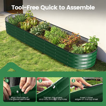 Load image into Gallery viewer, GVDV Raised Garden Bed Outdoor, 8x2x1ft Backyard Large Metal Raised Bed with Garden Trelli &amp; Plant Markers, Planter Raised Garden Bed for Vegetables, Flower, Herbs - Green
