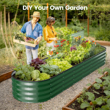 Load image into Gallery viewer, GVDV Raised Garden Bed Outdoor, 8x2x1ft Backyard Large Metal Raised Bed with Garden Trelli &amp; Plant Markers, Planter Raised Garden Bed for Vegetables, Flower, Herbs - Green
