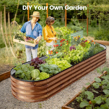 Load image into Gallery viewer, GVDV Raised Garden Bed Outdoor, 8x2x1ft Backyard Large Metal Raised Bed with Garden Trelli &amp; Plant Markers, Planter Raised Garden Boxes for Vegetables, Flower, Herbs - Brown
