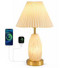 Load image into Gallery viewer, HadinEEon 17.5" Table Lamp with USB A&amp;C Ports and Night Light, Touch Control 3 Way Dimmable Beside Lamp, for Bedroom Living Room Office, Beige

