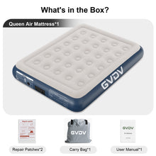 Load image into Gallery viewer, GVDV 13" Queen Air Mattress with Built-in Pump, Raised Inflatable Bed for Home &amp; Guests, Quiet Surface Blow-up Mattress, Portable Air Bed, Colchón Inflable, Supports up to 660 lbs
