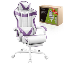Load image into Gallery viewer, Gaming Chair, Seenda Video Game Chair with Footrest and Lumbar Support, Ergonomic Computer Chair Height Adjustable with Swivel Seat and Headrest
