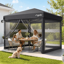 Load image into Gallery viewer, GVDV 10ft x 10ft Pop-Up Canopy, Outdoor Canopy tent with Adjustable Height, Mosquito Netting, Zipper Doors, and Carry Bag
