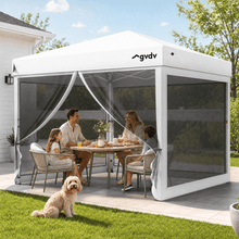 Load image into Gallery viewer, GVDV 10ft x 10ft Pop-Up Canopy, Outdoor Canopy tent with Adjustable Height, Mosquito Netting, Zipper Doors, and Carry Bag
