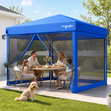 Load image into Gallery viewer, GVDV 10x10ft Easy Pop-Up Canopy, Outdoor Screen Tent with Mosquito Netting, 2 Zipper Doors, and Carry Bag for Yard Camping Picnic Party Events, Blue
