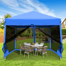 Load image into Gallery viewer, GVDV 10x10ft Easy Pop-Up Canopy, Outdoor Screen Tent with Mosquito Netting, 2 Zipper Doors, and Carry Bag for Yard Camping Picnic Party Events, Blue
