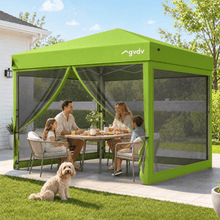 Load image into Gallery viewer, GVDV 10x10ft Easy Pop-Up Canopy, Outdoor Screen Tent with Mosquito Netting, 2 Zipper Doors, and Carry Bag for Yard Camping Picnic Party Events, Green
