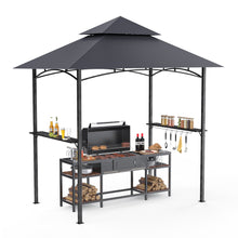 Load image into Gallery viewer, GVDV 8'x 5' Grill Gazebo Canopy, Outdoor BBQ Gazebo Shelter with 2 Side Shelves &amp; Double-Tiered Top
