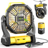 GVDV Camping Fan with LED Lantern, 20000mAh Portable Battery Operated Outdoor Fan, Personal Rechargeable Desk Fan for Travel, Hiking, Fishing, Picnic, yellow