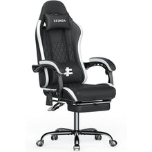 Load image into Gallery viewer, Seenda Gaming Chair, Fabric Office Chair Ergonomic Desk Chair, Video Game Chair with Footrest and Massage Lumbar Support, High Back Computer Office Chair with Headrest, 275Lbs, Black
