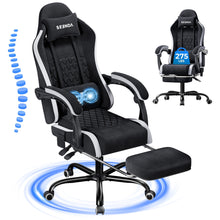 Load image into Gallery viewer, Seenda Gaming Chair, Fabric Office Chair Ergonomic Desk Chair, Video Game Chair with Footrest and Massage Lumbar Support, High Back Computer Office Chair with Headrest, 275Lbs, Black
