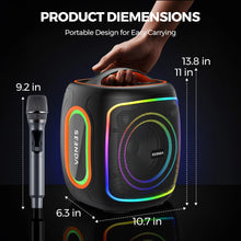 Load image into Gallery viewer, Seenda Karaoke Machine with Bluetooth &amp; 2 Wireless Microphones, IPX5 Waterproof Portable PA System with RGB Lights for Indoor/Outdoor Parties
